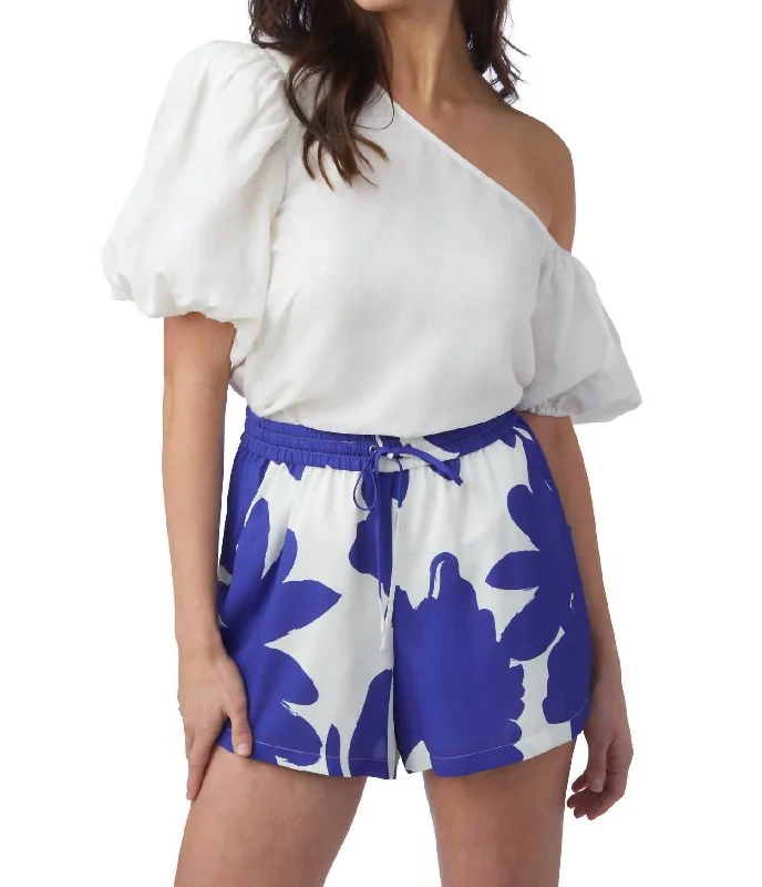 Solid color performance fabric polo shirt for sports activitiesSarah Short In Aegean Bloom