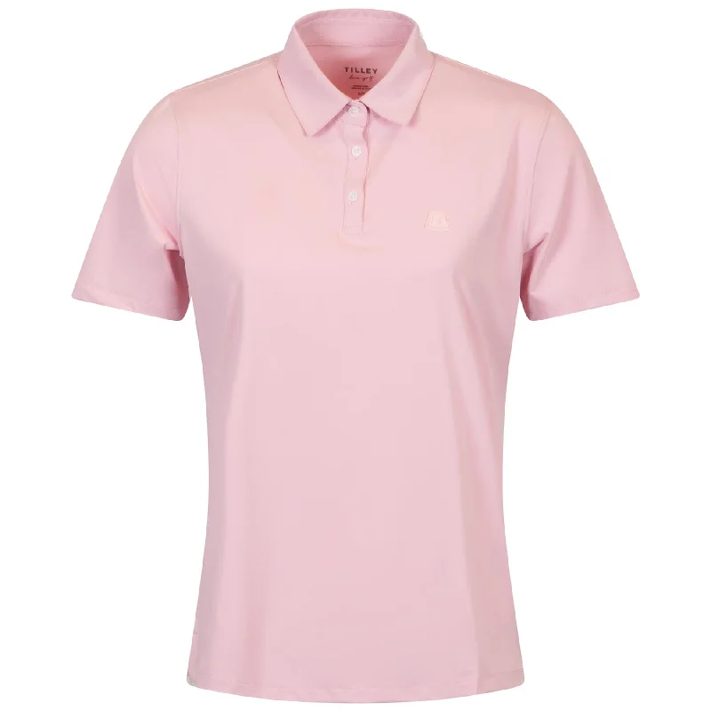 Polo shirt with a detachable hood for added versatilityWomens Caddy Polo Pink - AW24 Polo shirt with a detachable hood for added versatilityWomens Caddy Polo Pink - AW24