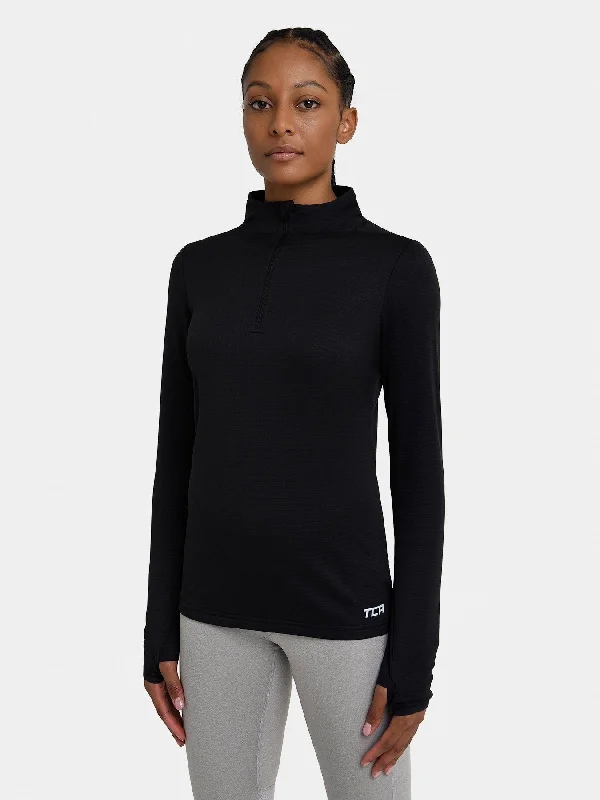 Mock Neck Women Long Sleeve Top for a Modern AestheticCloud Fleece Quarter Zip Running Top For Women With Thumbholes & Side Zip Pocket Mock Neck Women Long Sleeve Top for a Modern AestheticCloud Fleece Quarter Zip Running Top For Women With Thumbholes & Side Zip Pocket