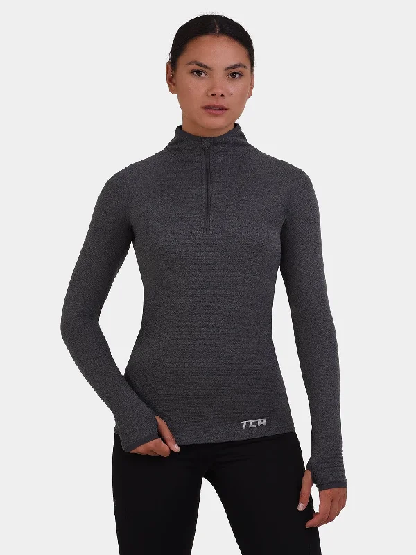 Plus Size Women Long Sleeve Top for a Flattering and Comfortable FitCloud Fleece Quarter Zip Running Top For Women With Thumbholes & Side Zip Pocket Plus Size Women Long Sleeve Top for a Flattering and Comfortable FitCloud Fleece Quarter Zip Running Top For Women With Thumbholes & Side Zip Pocket