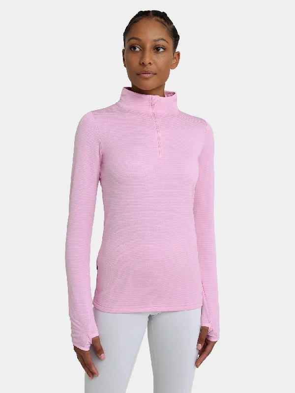 Ribbed Women Long Sleeve Top with a Textured AppealCloud Fleece Quarter Zip Running Top For Women With Thumbholes & Side Zip Pocket Ribbed Women Long Sleeve Top with a Textured AppealCloud Fleece Quarter Zip Running Top For Women With Thumbholes & Side Zip Pocket