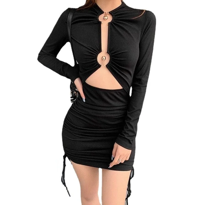 Printed Graphic Women Long Sleeve Top with a Bold StatementWomen's Grunge Cutout Drawstring Dress Printed Graphic Women Long Sleeve Top with a Bold StatementWomen's Grunge Cutout Drawstring Dress