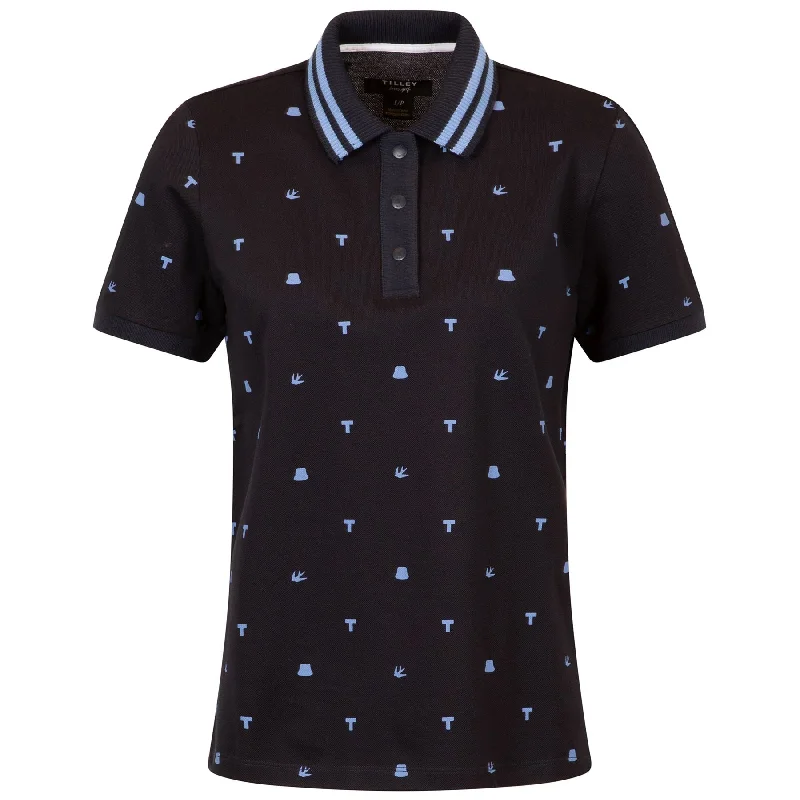 Lace - trimmed polo shirt for a romantic lookWomens Icon Polo Navy - AW24