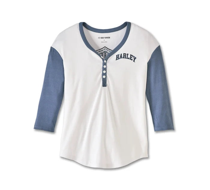 Button - Down Women Long Sleeve Top for a Classic StyleWomen's Pride Contrast Henley - Colorblocked - Bright White Button - Down Women Long Sleeve Top for a Classic StyleWomen's Pride Contrast Henley - Colorblocked - Bright White