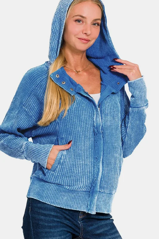 Women's pea coats in a plus - size fit for a flattering and warm winter coatZenana Washed Zip Up Hooded Jacket Women's pea coats in a plus - size fit for a flattering and warm winter coatZenana Washed Zip Up Hooded Jacket