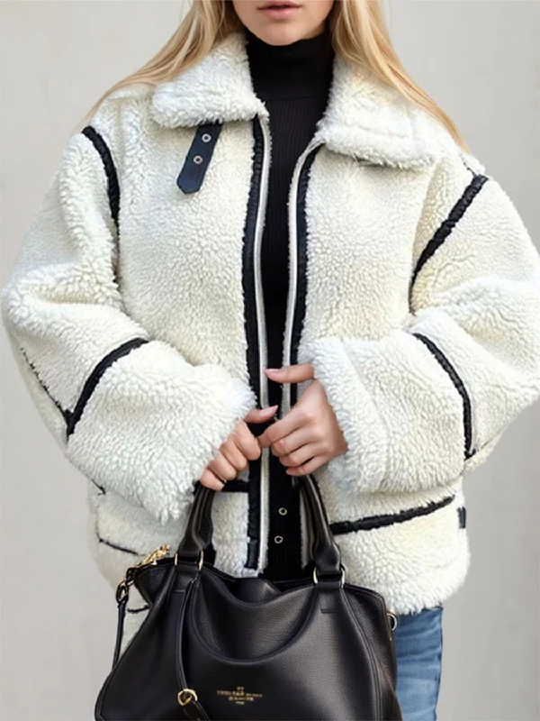 Women's cropped satin jackets in pastel shades for a glamorous evening outZip Up Long Sleeve Sherpa Jacket